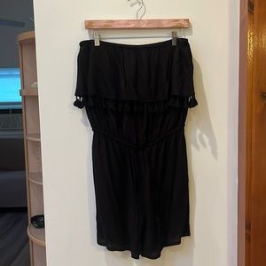 Take Cover by Penbrooke,Black Off The Shoulder Ruffle Romper Cover Up,Large,NWT